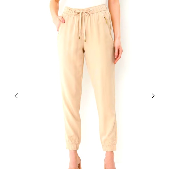 Mohito Pants - Mohito Women’s Beige Eco Aware Mid Rise Elastic Waist Drawstring Jogger